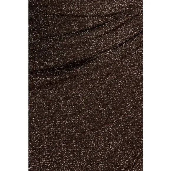 Metallic Glitter Sleeveless V-Neck Ruched Wrap Bodycon Mini Dress - Picture 12 of 13